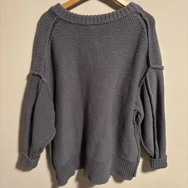 Free People Alli V-neck oversized Sweater Gray- Size XS - Image 6