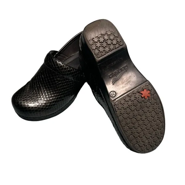 DANSKO Python Snakeskin Pewter Leather Clogs Sz 39/8.5-9 B47‎ - Image 5