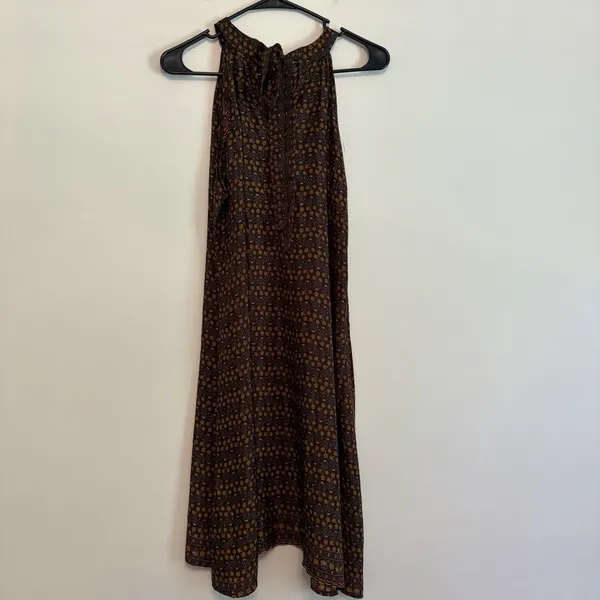 Earthbound Trading Co Dress Large Burgundy Floral Midi Hippie Boho Granola - Image 4