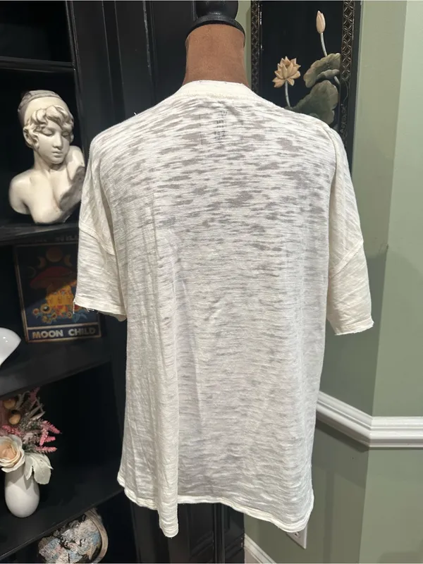 Free People We The Free Maddie Burnout V‑Neck Tee – XS (Oversized) - Image 7