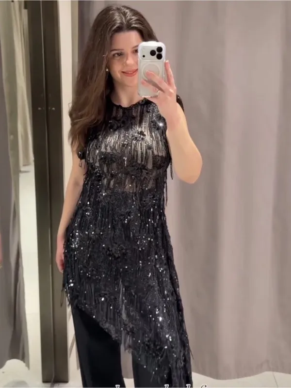 Zara‎ sequin asymmetric dress - Image 2