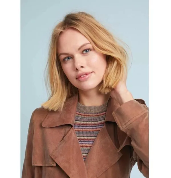 Anthropologie x Moth Carrie Belted Trench Coat Size X-Small Open NO BELT - Image 3