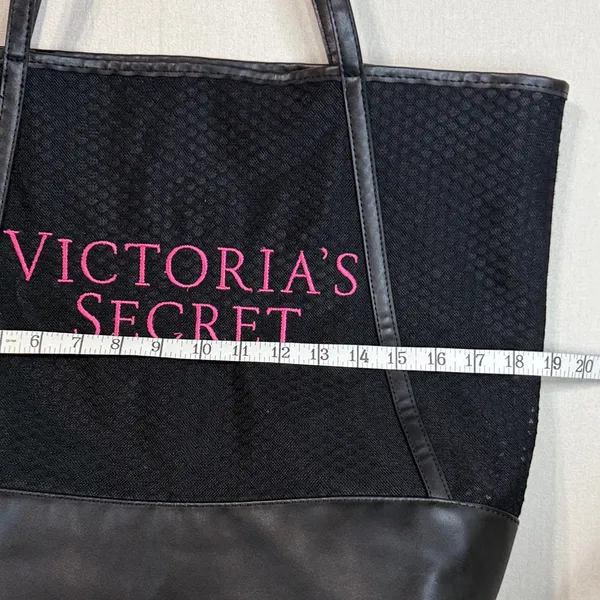 Victoria's Secret Black and Pink Mesh Tote - Image 4