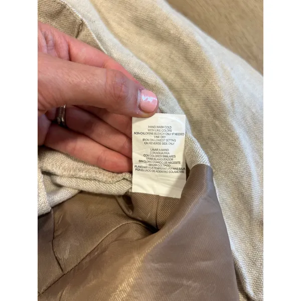 Y2K XOXO Womens Oatmeal Beige 100% Linen Cropped Peplum‎ Blazer Jacket Size S - Image 6