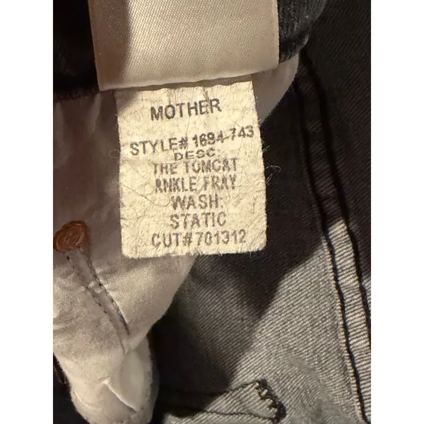 Mother The Tomcat Ankle Fray Jeans Static Grey Straight Leg Button Fly Size 25 - Image 4