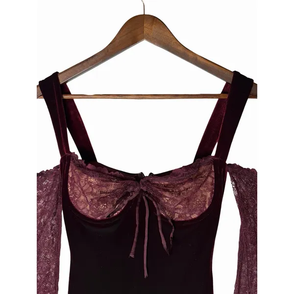 House of CB Ivy Black Cherry Velvet Maxi Dress XS - Image 8