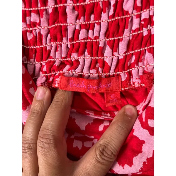 Fresh Produce‎ Pink Red Geometric Print Sundress Flowy Empire Waist Summer XS - Image 4