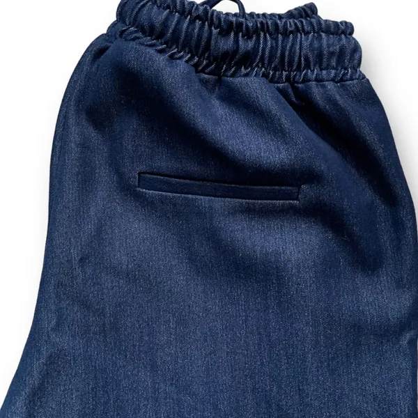 Glassworks London Dark Wash Denim Wide Leg High Rise Pants Drawstring‎ Waist - Image 6