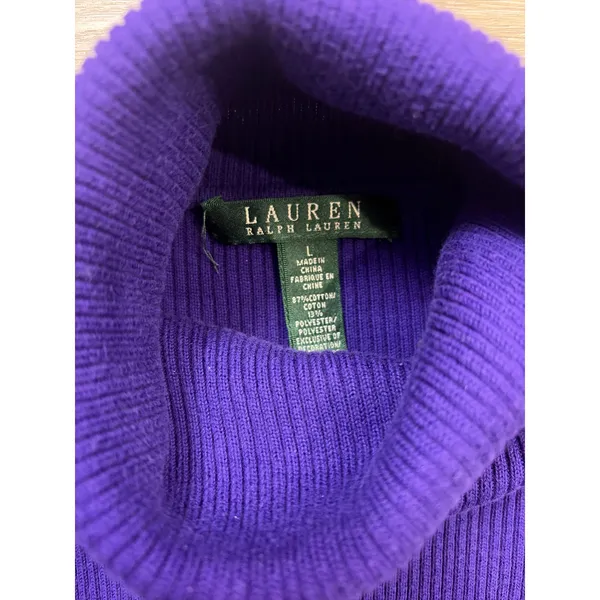 Lauren Ralph Lauren Colorblock Turtleneck Sweater Large Ribbed Knit - Image 2