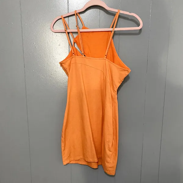 NEW Showpo Patchico Orange Linen Blend Look Split Bust Bodycon Mini Dress 6 - Image 6
