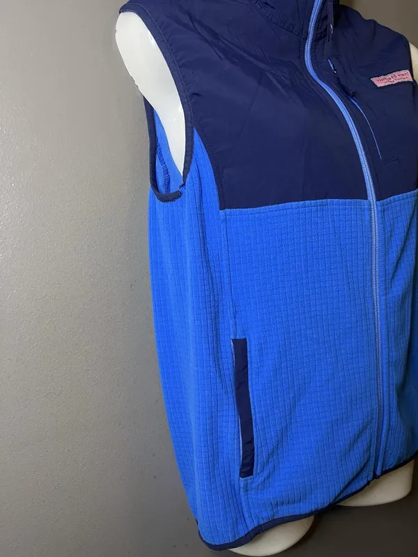 Vineyard Vines Vest Womens Large Blue Fleece Full Zip Windbreaker 300042 - Image 5