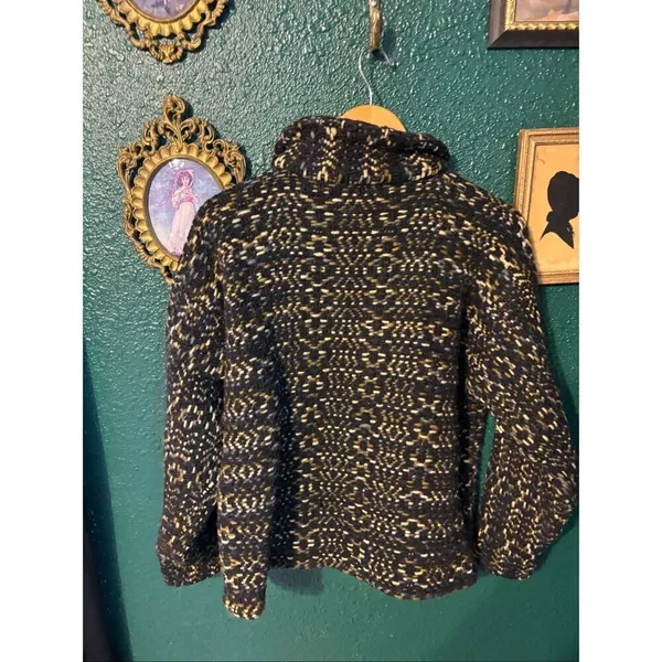 Invisible World Alaska Handknit Wool Zip Jacket Women’s Medium 100% Wool Nordic - Image 5