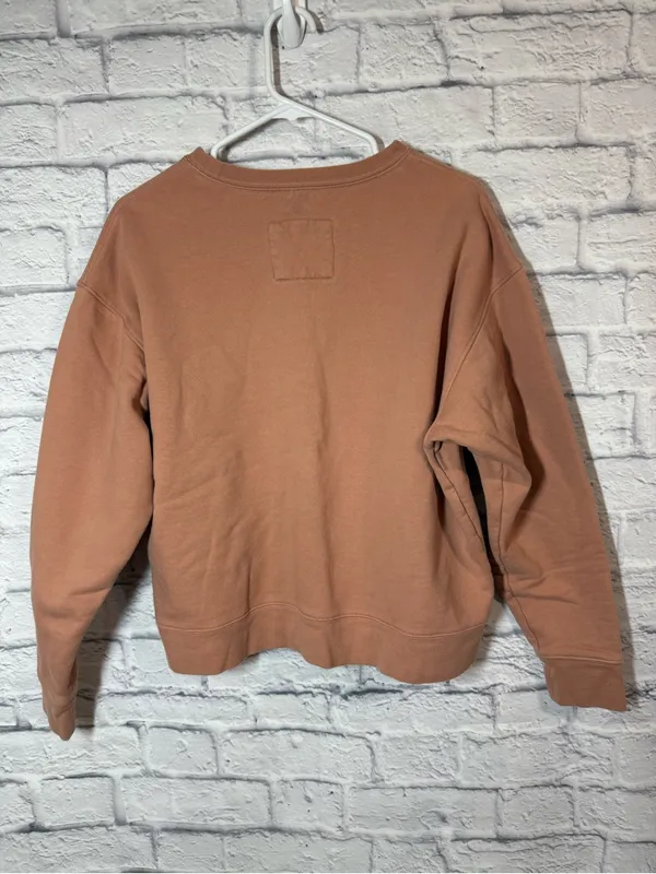 girlfriend collective cropped crewneck sweatshirt - rust brown, large - Image 2