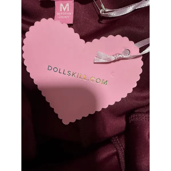 Dolls Kill Sugar Thrillz Valentine Wish Mini Dress Burgundy Women'S Size‎ Medium - Image 13