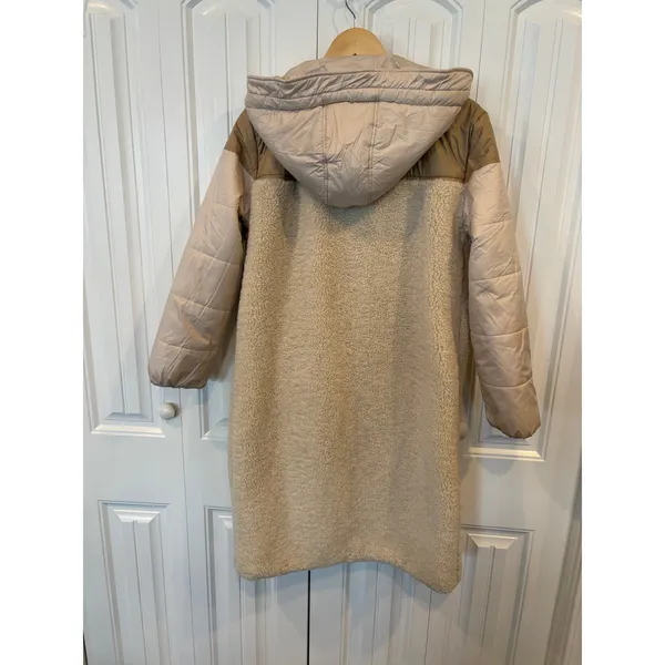7 For All‎ Mankind Cream Sherpa Teddy Longline Jacket Size XS - Image 2
