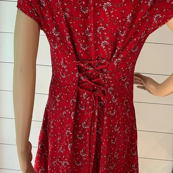 Band of Gypsies Red Floral Mini Dress Sz M - Image 5