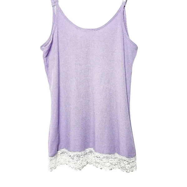 Urban Outfitters Y2K Out‎ From Under Lilac Lace Trim Ribbed Cami Tank Top Coquette Balletcore M - Image 11