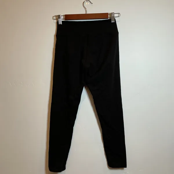 Anthropologie High Waisted Slim Leggings Black Solid Stretch Knit Medium M - Image 2