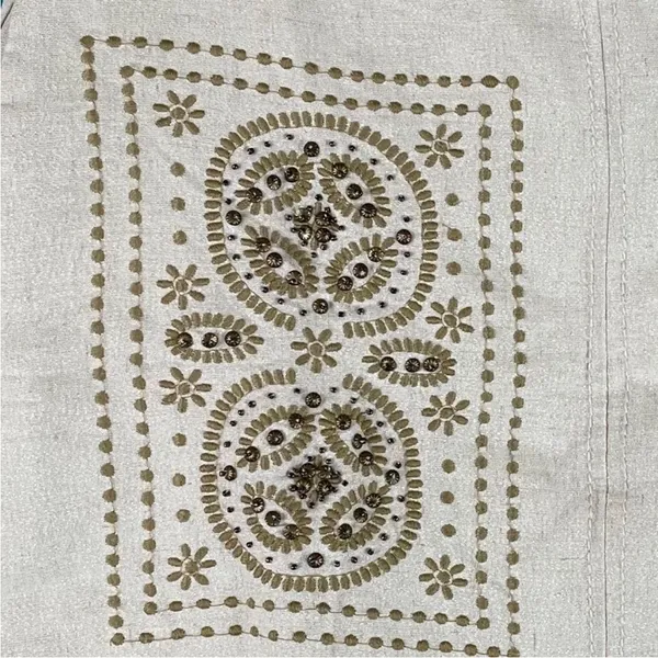 Floreat Anthropologie Skirt Bead Embellishments and‎ Tan Stitching Size 0 - Image 4