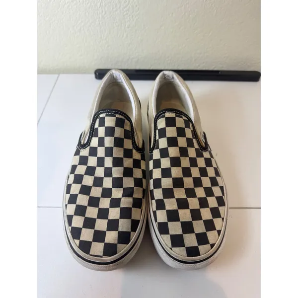 Vans Checkerboard Slip On Shoes‎ Women 8 Canvas Skate Sneakers Minimalist - Image 2