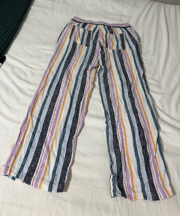 Old Navy Striped Pants Linen Blend Small - Image 2