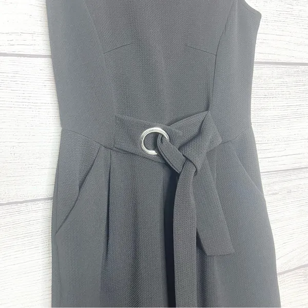 Romeo & Juliet Couture Black Sleeveless Belted Wide Leg Jumpsuit Size Medium - Image 6
