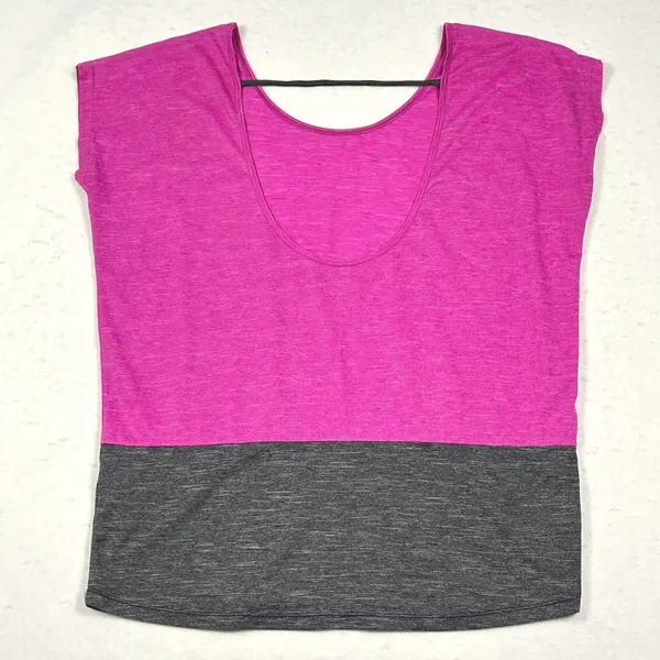 Nike Performance Shirt Womens Medium Open‎ Back Oversized Gym Yoga Pink Gray - Image 3