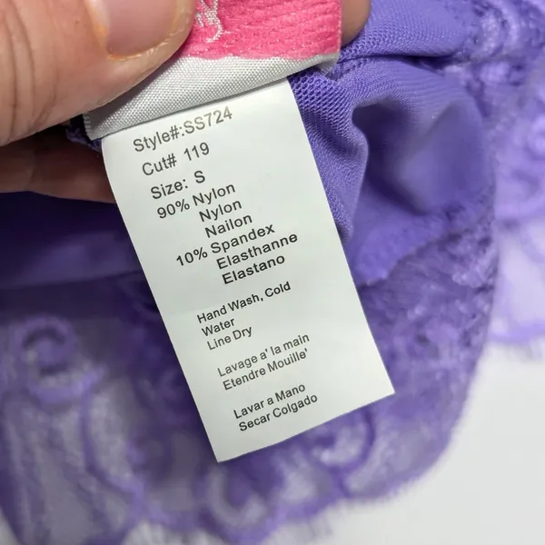 Shirley Of Hollywood Lace Emmy Babydoll Slip Chemise Lingerie Lilac Purple Sexy - Image 4