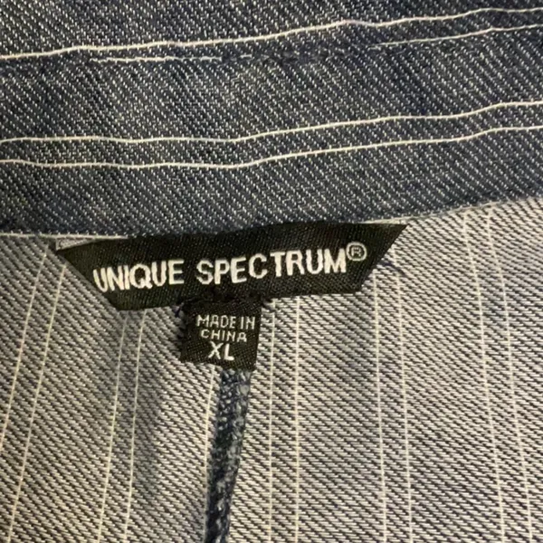 Unique Spectrum Gray Striped Button Down Shirt with Red Floral Embroidery - Image 6