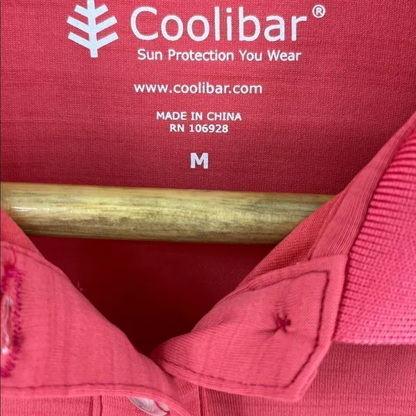 Coolibar women’s prestwick long sleeve pink UV protection golf polo shirt size M - Image 6