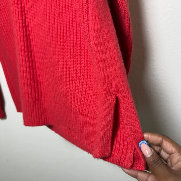 J. Crew Women Sweater Medium‎ Red Turtleneck Ribbed Knit Side Slit Long Sleeve - Image 5