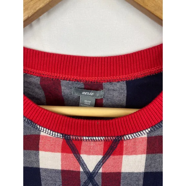 aerie red white & blue plaid sweater XS - Image 3