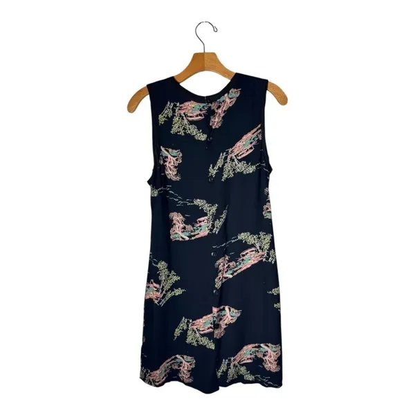 Neuw Dress Women Medium‎ Black Oriental Print Sleeveless Button Back Maze Mini - Image 3