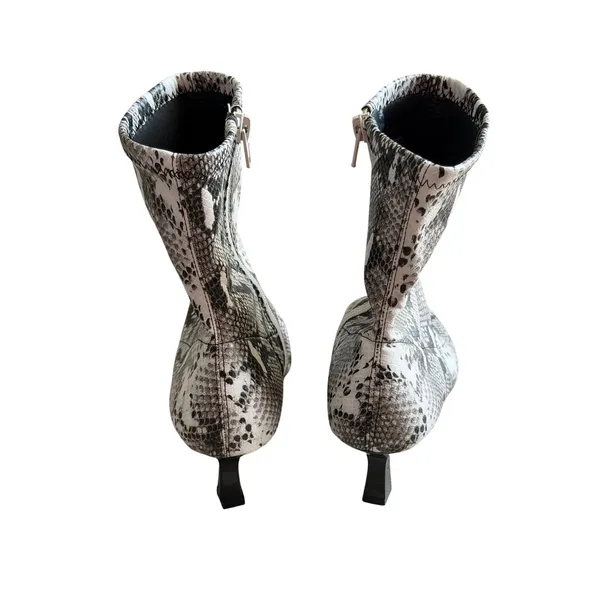 Abound Grey Snakeskin Print Pointed Toe Kitten‎ Heel Ankle Boots Size 7 NEW - Image 5