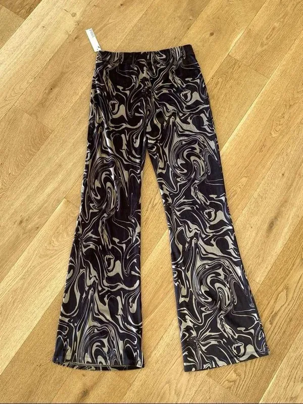 Steele Valerie Velvet Flare Pants in Swirl Pattern Brown - Image 5