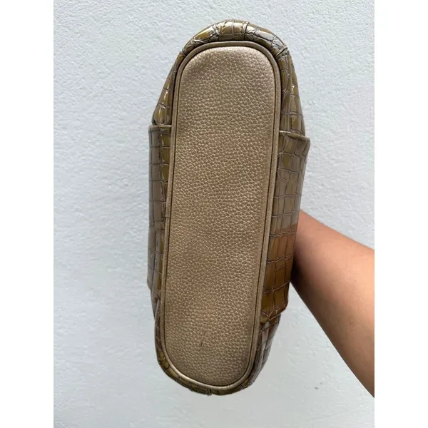 Brighton Croc Olive Green‎ Shoulder Bag Purse Zipper Charm And Dust bag B - Image 10