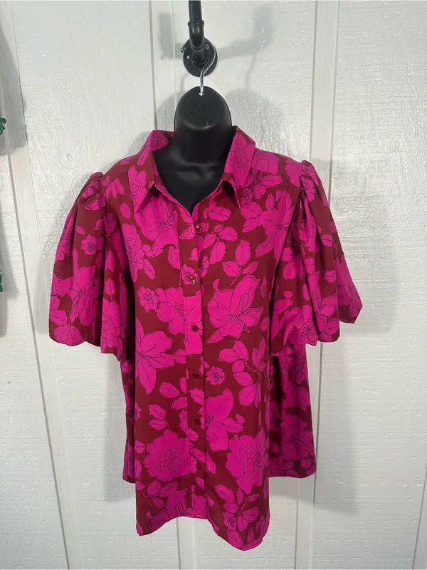 Entro Pink Short Sleeve Top Size 1X EUC - Image 2