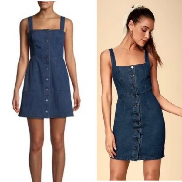 Revolve capulet dark wash denim button front sheath dress size small‎ summer - Image 2