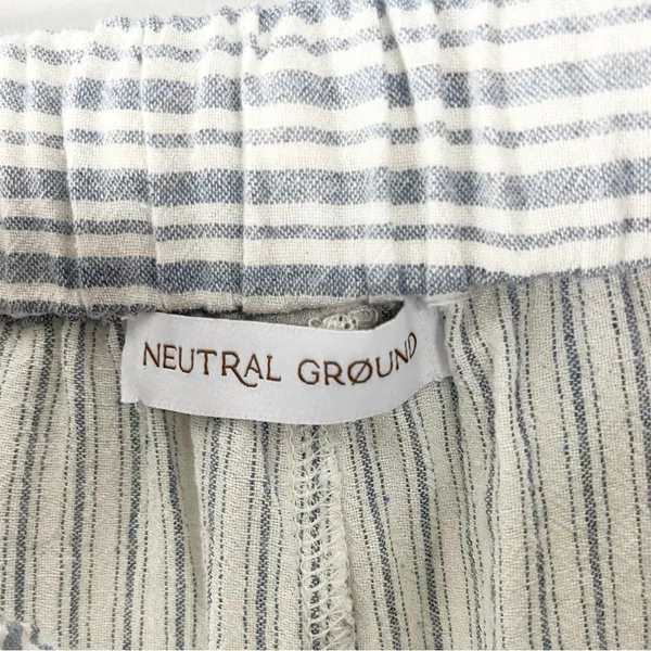 NEUTRAL GROUND Blue Striped High Rise Elastic Drawstring Waist Pants Small Boho - Image 3