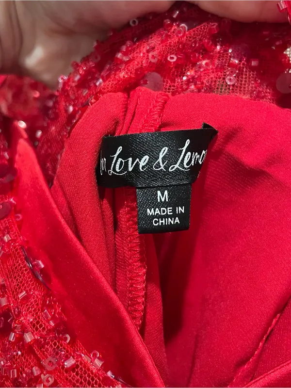 For Love & Lemons Gwendolyn Red Sequin Open Back Mini Dress Women’s Size Medium - Image 8
