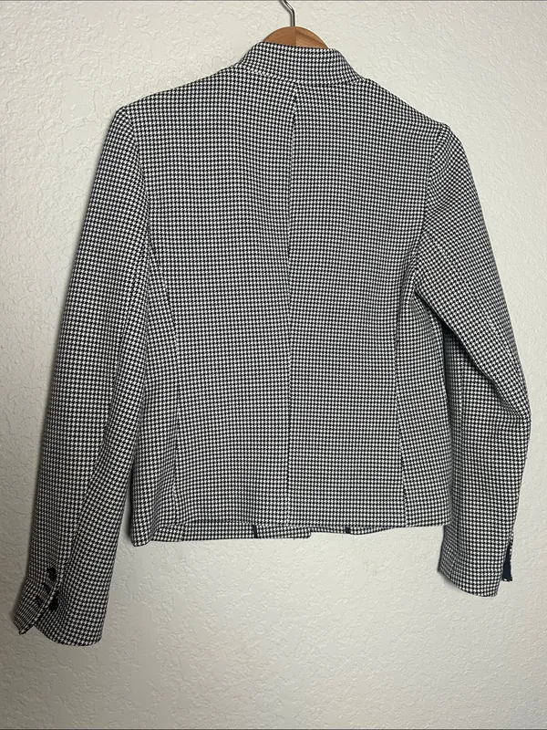 NEW Banana Republic Black White Houndstooth Cropped Blazer Classic Preppy Size 4 - Image 6