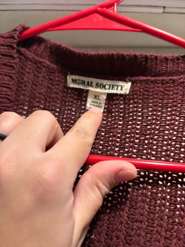Moral Society maroon cardigan, XL - Image 3