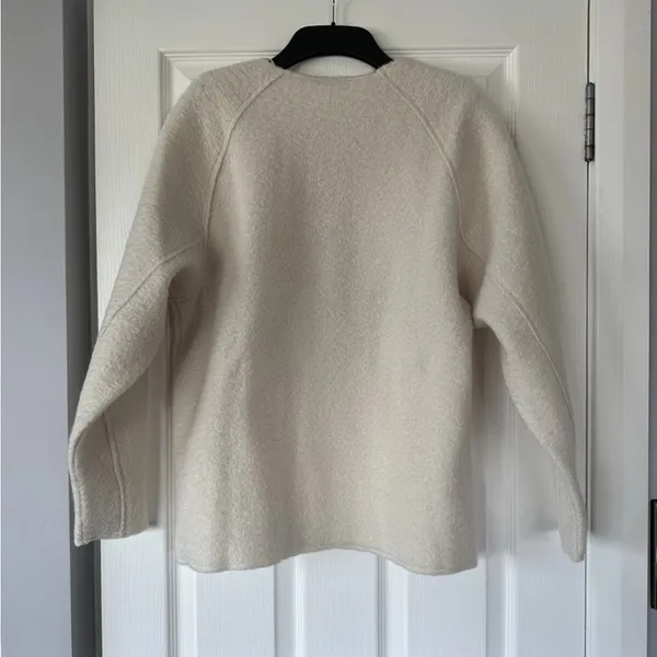 Zara ivory off white ivory oversized boucle crew neck sweatshirt sweater - Image 2