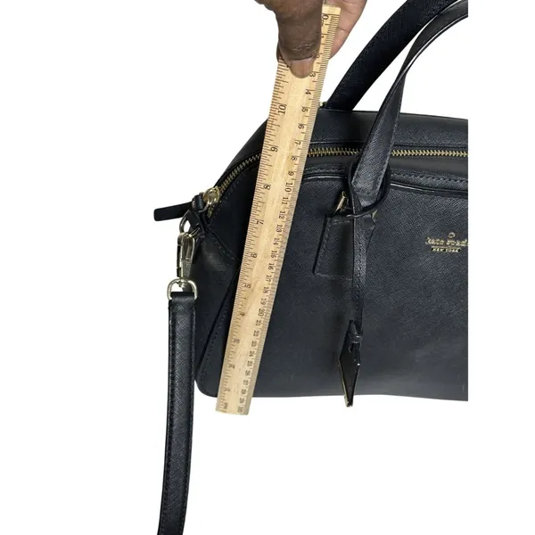 Kate Spade New York Black Saffiano Leather Satchel Crossbody Top Handle Bag - Image 10