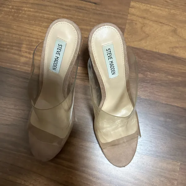 Steve Madden Clear and Tan Block Heels - Image 2