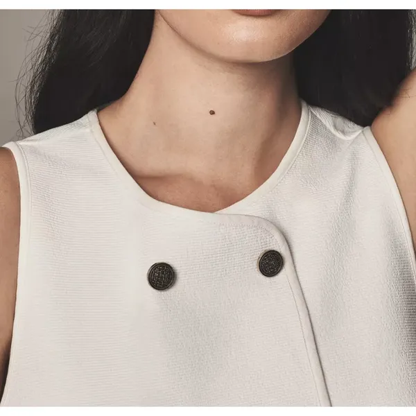Anthropologie Dolan Left Coast Structured Vest Pullover White Cotton Size Medium - Image 9