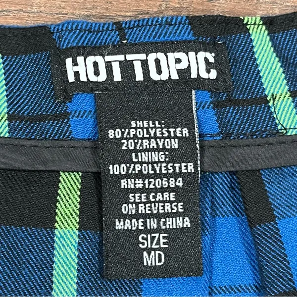 Hot Topic Blue Plaid Goth Schoolgirl Skirt - Image 6