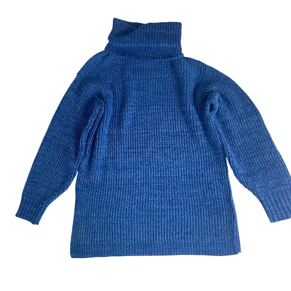 Free People Slouchy Sweater Women Blue 'Eleven' Tunic Medium Oversize Turtleneck - Image 4