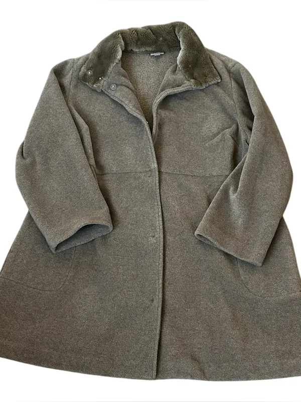 J Jill Fleece Pea Coat Jacket Faux Fur Collar Pockets Classic Winter Capsule - Image 5