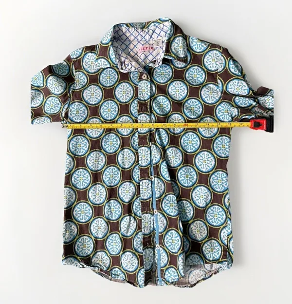 Tizzie Womens Blue contrast medallion geometric fitted stretch button up shirt S - Image 8
